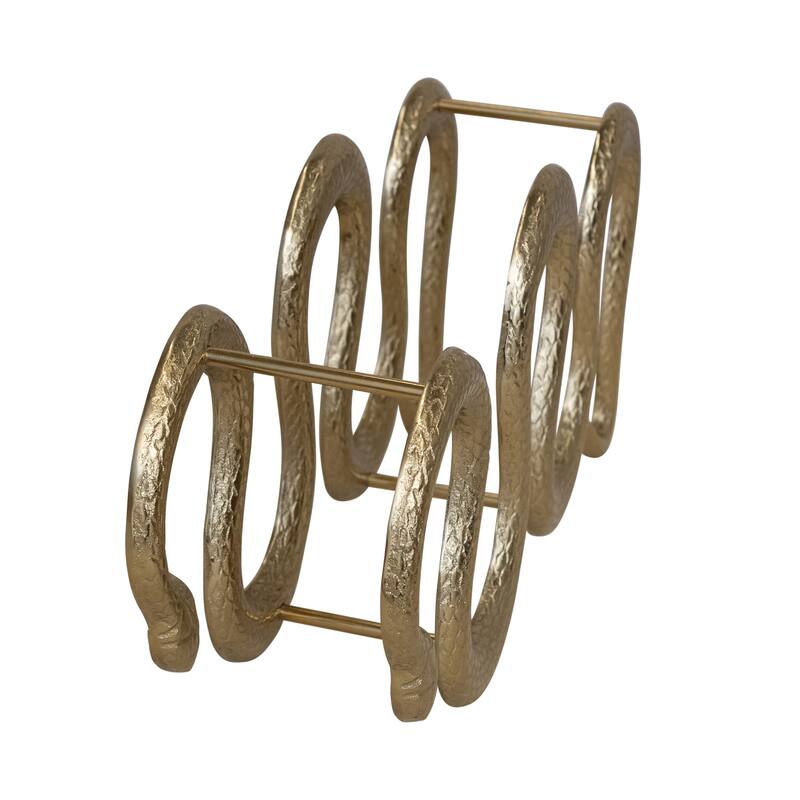 Cast Aluminum Snake Shaped Bottle Holder - 10.0"L x 5.25"W x 23.0"H