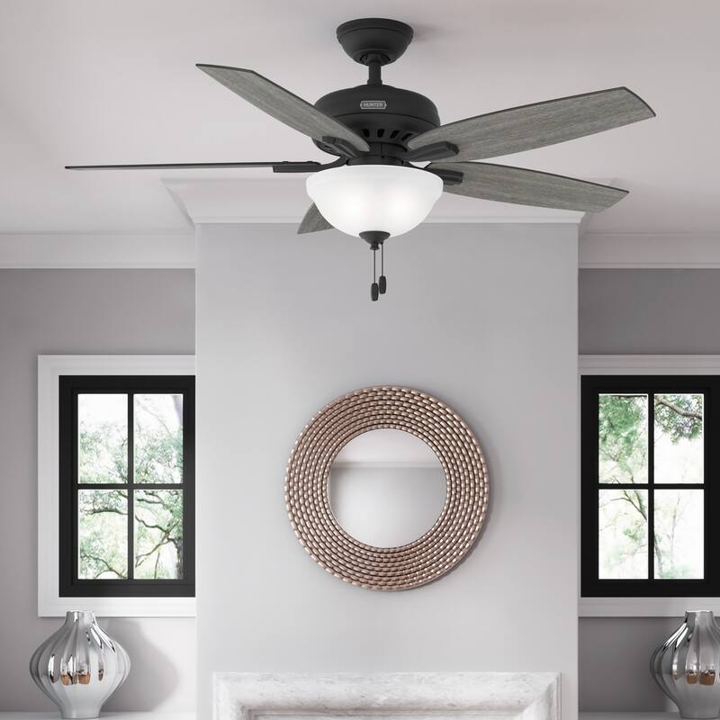Hunter 52" Newsome Ceiling Fan with LED Bowl Light Kit and Pull Chain - Matte Black