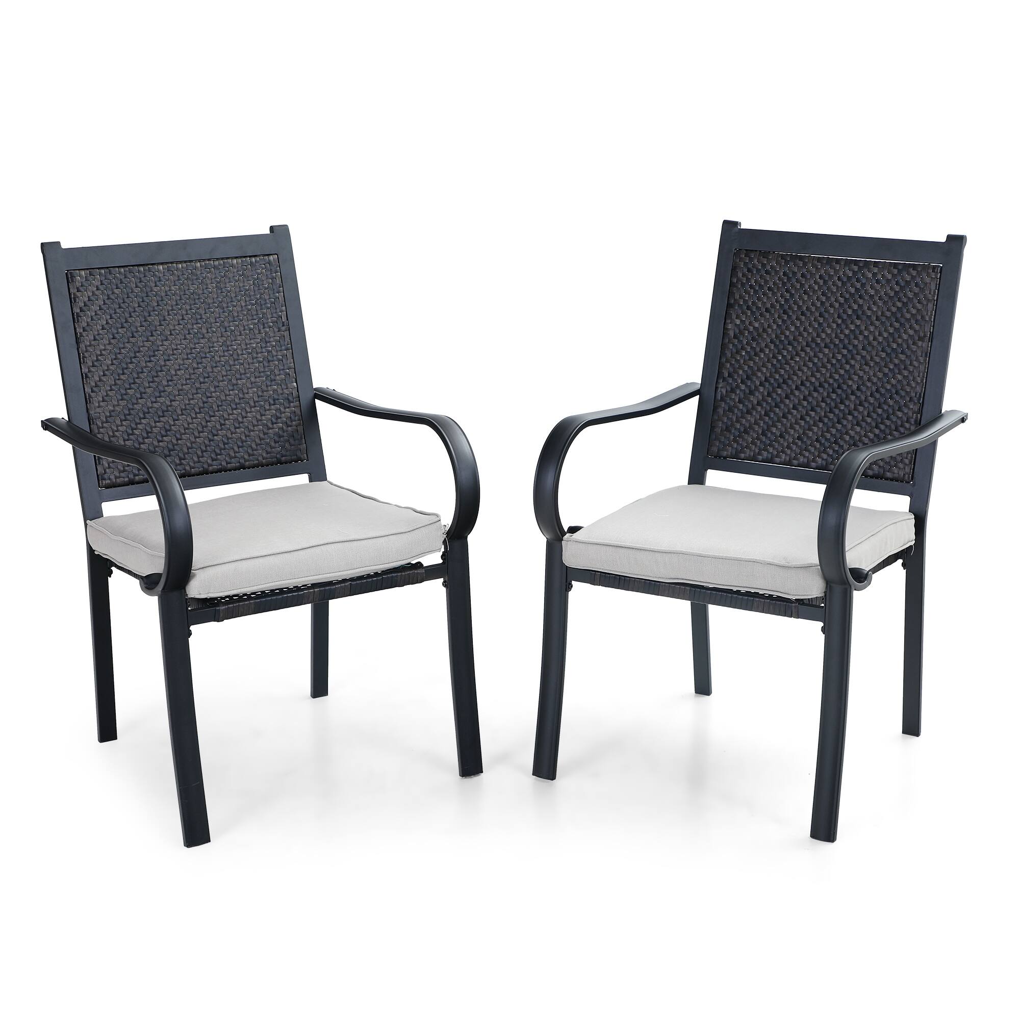 7piece Patio Dining Set, 6 Rattan Chairs with Cushion and 1 Table with