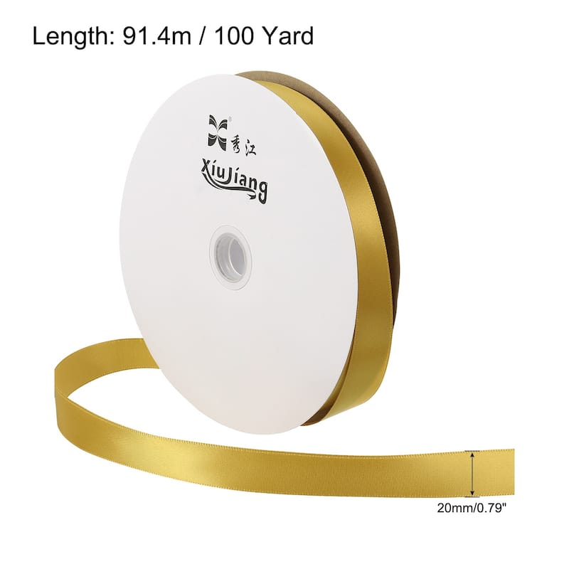 Satin Ribbon, Double Face Solid Crafts Roll for Party Home Decoration - Gold