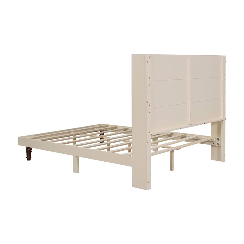 Wooden Tall Headboard Platform Bed