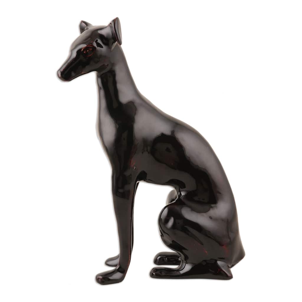 Novica Handmade Watch Dog Aluminum Statuette
