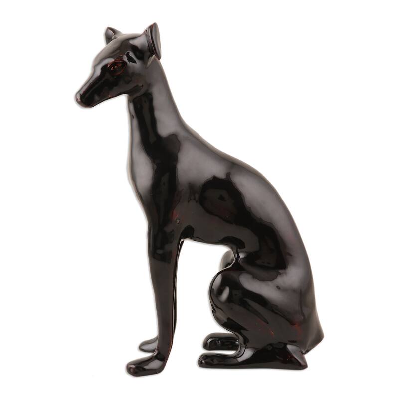 Novica Handmade Watch Dog Aluminum Statuette