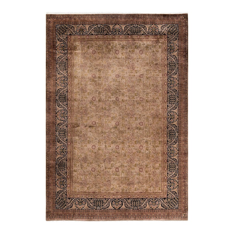 Overton Hand Knotted Wool Vintage Inspired Modern Contemporary Overdyed Brown Area Rug - 6' 3" x 9' 0"