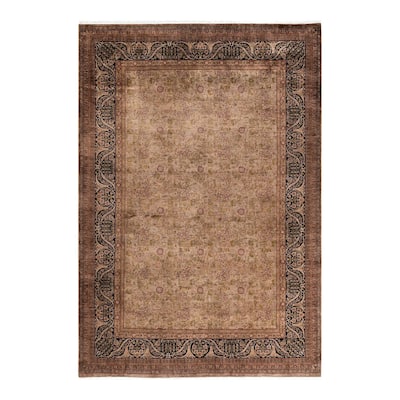 Overton Hand Knotted Wool Vintage Inspired Modern Contemporary Overdyed Brown Area Rug - 6' 3" x 9' 0"