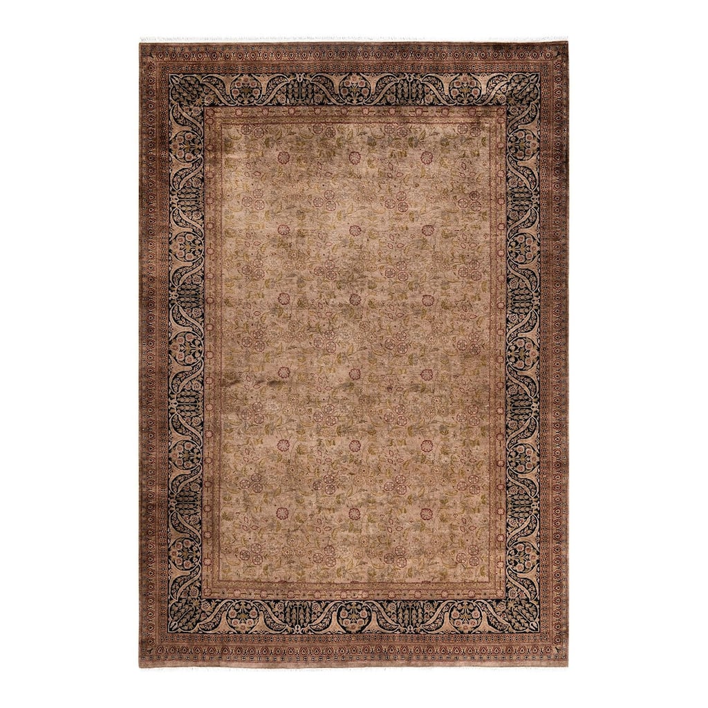 Overton Hand Knotted Wool Vintage Inspired Modern Contemporary Overdyed Brown Area Rug - 6' 3" x 9' 0"