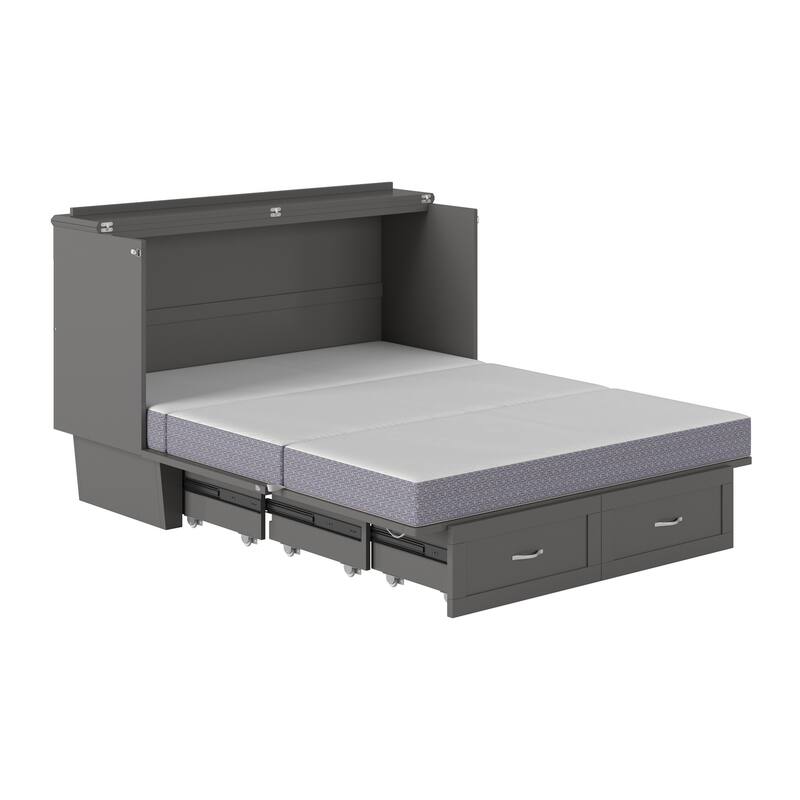 Monroe Queen Murphy Bed Chest with Mattress and Built-In Charger
