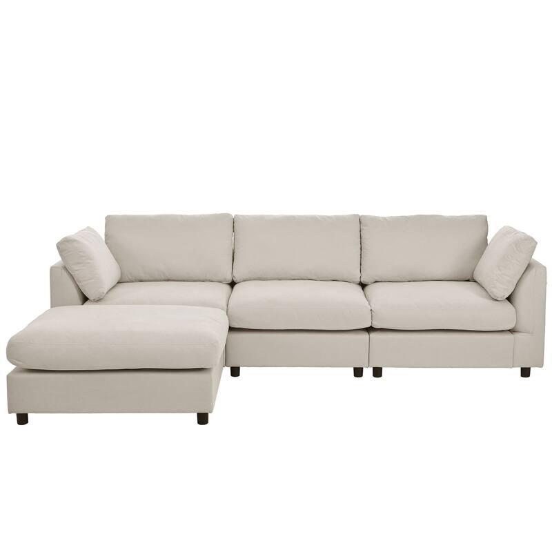 4-Seat Convertible Sectional Sofa with Adjustable Footrest, L Shaped Couch Set with Reversible Chaise for Livingroom