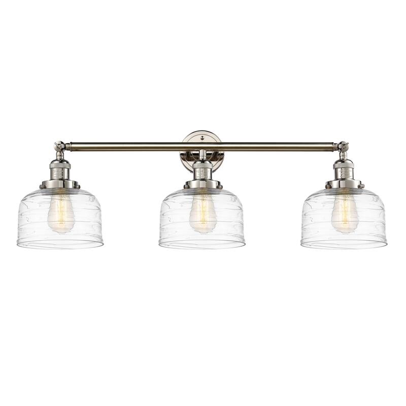 Innovations Lighting 205-11-32 Bell Vanity Bell 3 Light 32" Wide - Polished Nickel / Clear Deco Swirl
