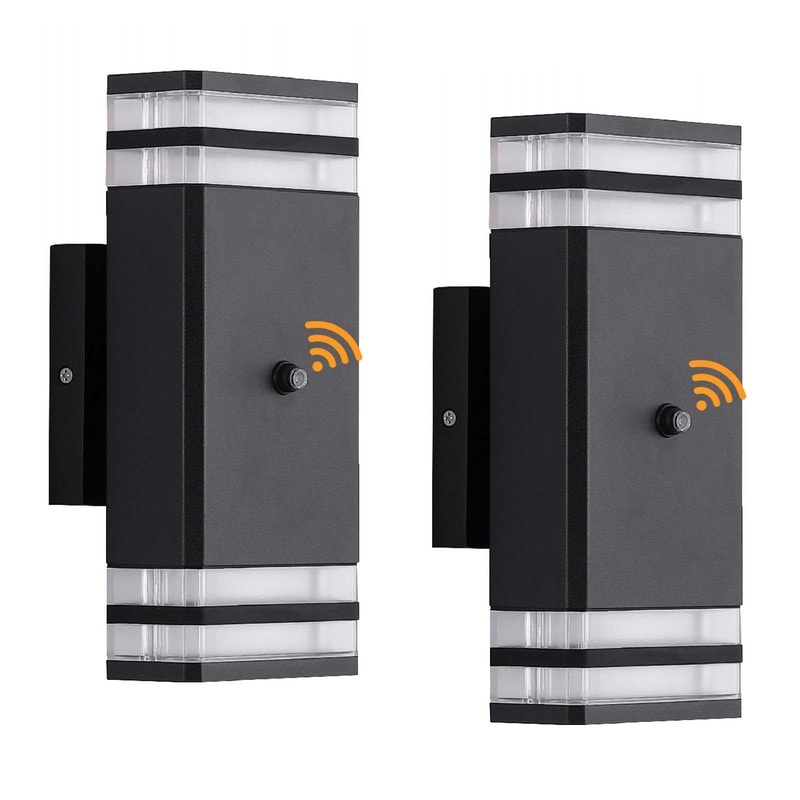 Effortless Outdoor Lighting Square Dusk to Dawn Sensor Wall Lights - Stylish & Durable Aluminum (Set of 2)