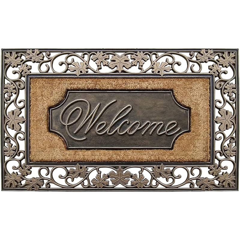 A1HC Rubber and Coir Dirt Trapper Heavy Weight Large Welcome Doormat, 23"X38" - Bronze/Beige