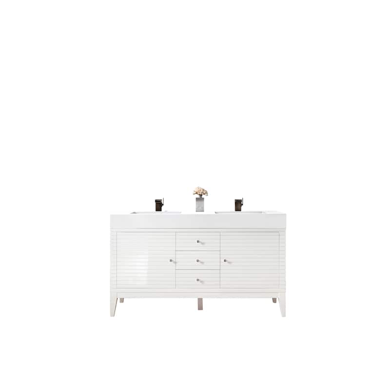 James Martin Vanities Linear 59" Double Vanity, Glossy White