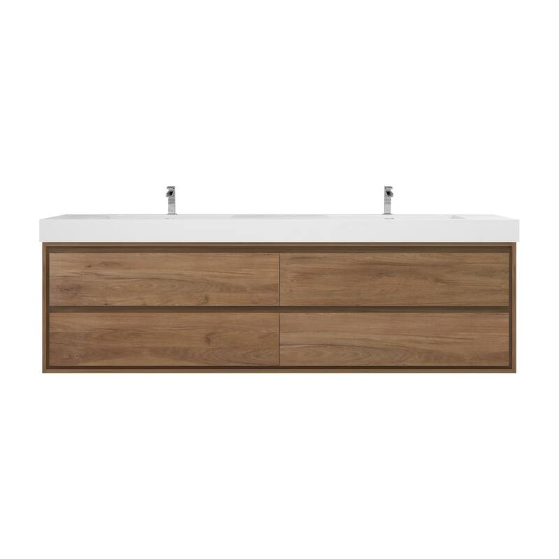 Morava 84" Floating Vanity with Double Sink - 84 - White Oak
