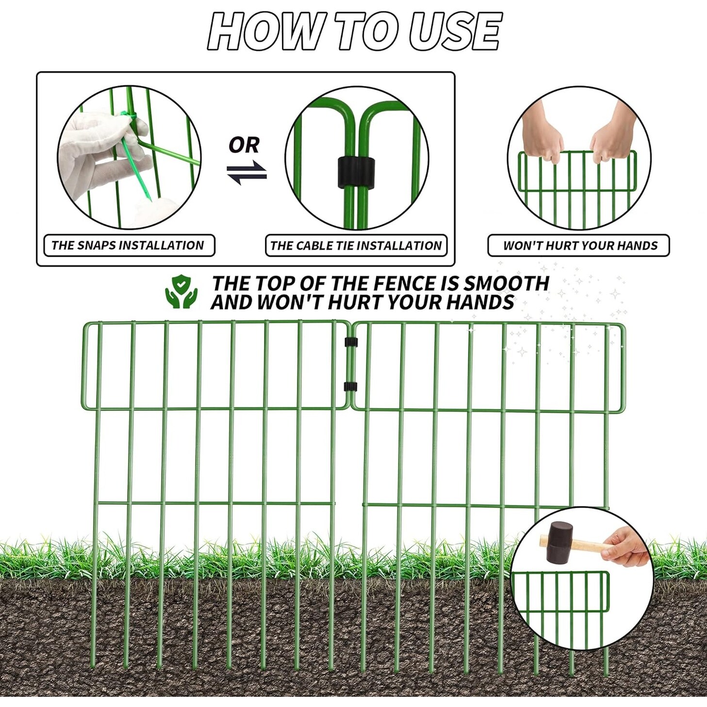 10 Pack Animal Barrier Fence Rustproof Metal Defense Fence Border Dog Rabbits Blocker Fence for Outdoor Yard Green 17 L x 13 W