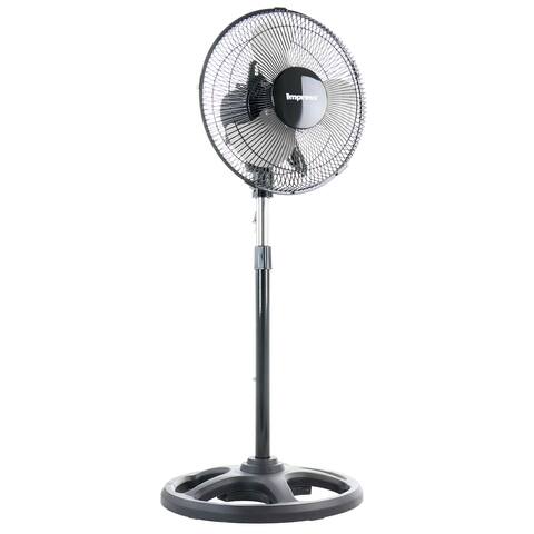 Impress Mighty Mite 12 Inch 3 Speed High Velocity Standing Fan in Black - 13.25 x 29.5