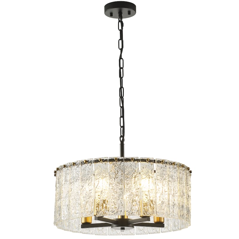 5-Light Modern Round Drum Chandelier, Classic Semi Flush Mount Chandelier, Kitchen Island Pendant Light for Dining Room - N/A