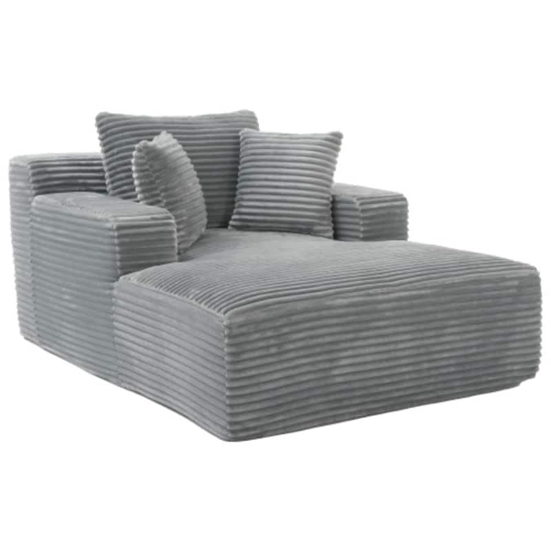 Full-Compressed Chaise Lounge Sofa Bed with Soft Corduroy Upholstery by Harper&Bright Designs