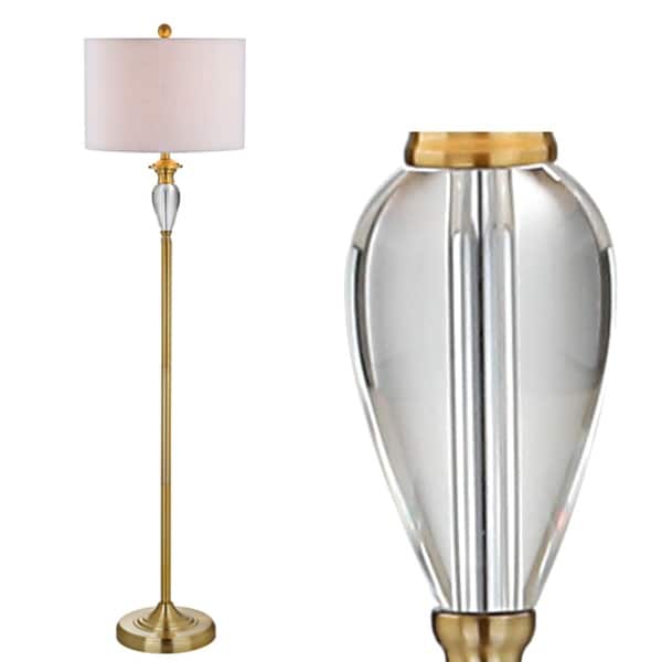 slide 2 of 10, Adalyn 60" Crystal / Metal LED Floor Lamp, Brass Gold/Clear by JONATHAN Y - Brass Gold/Clear - 60" H x 15" W x 15" D