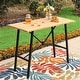 preview thumbnail 16 of 27, Patio Bar Table Outdoor Metal Bar Table Square Bistro Bar Table Wood-grain Metal Tabletop