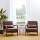preview thumbnail 3 of 107, Glitzhome Set of 2 30.75"H Mid-Century Modern PU Leather Accent Armchairs with Rubberwood Frame - 25.75"L x 33.75"W x 30.75"H
