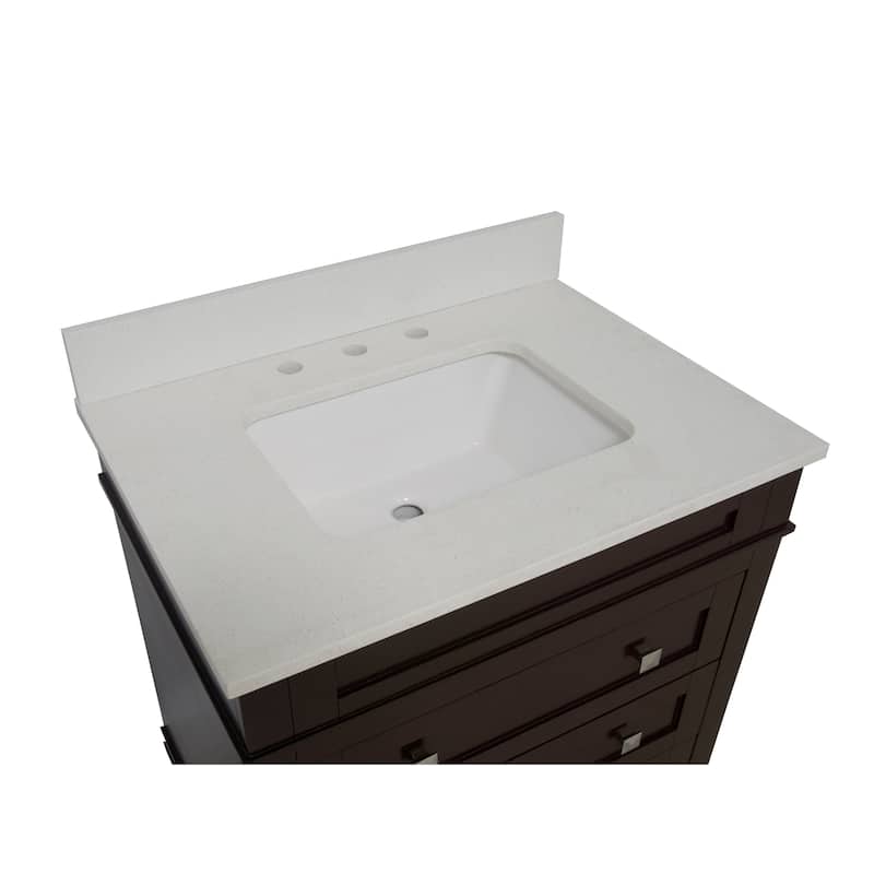 KitchenBathCollection Eleanor 30" Bathroom Vanity with Quartz Top