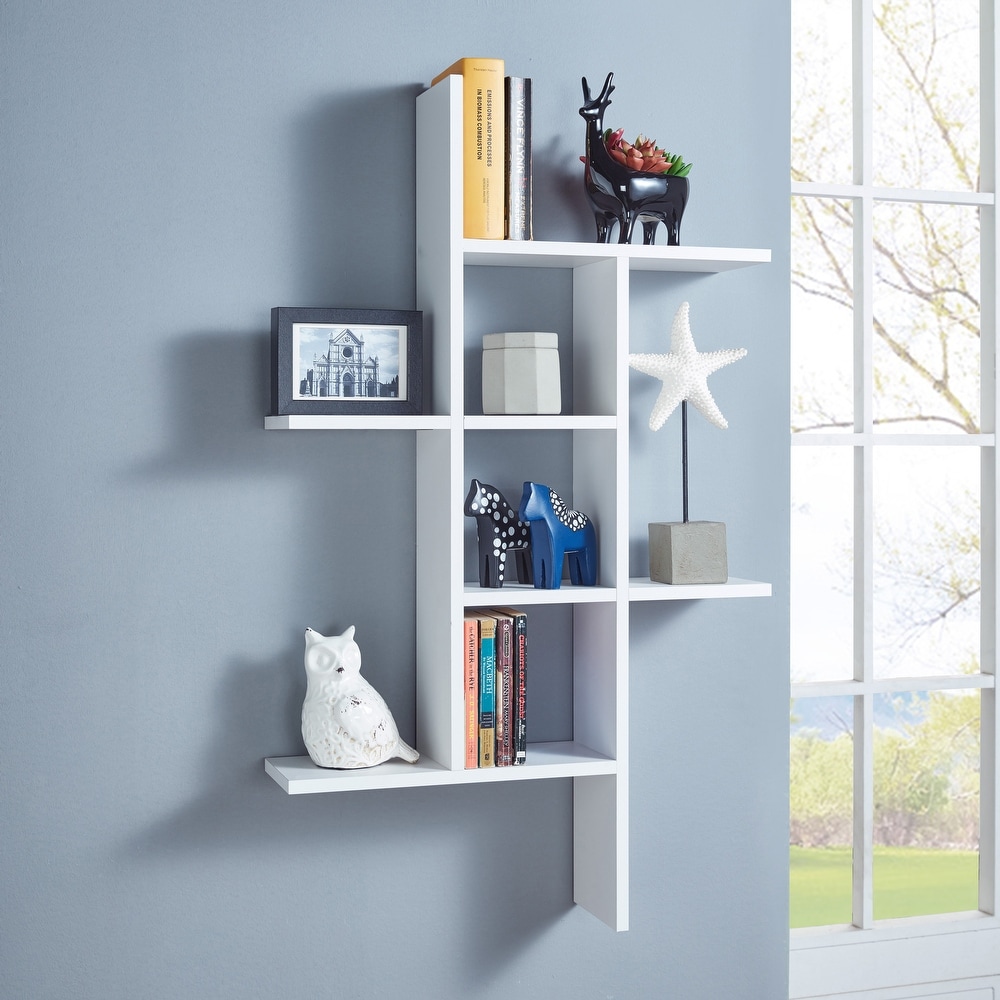 Levie 8 in. x 36 in. x 5 in. Black MDF Floating Decorative Wall Shelf with  Hooks Without Brackets