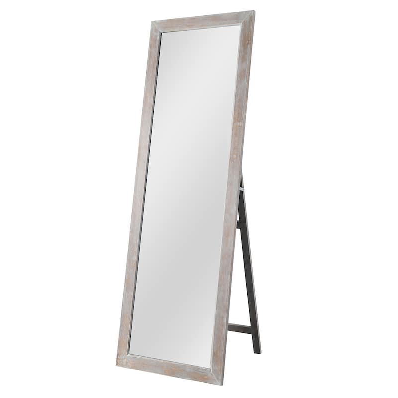 Brushed Wooden Mirror - 21.3" W x 1.2" D x 64.2" H