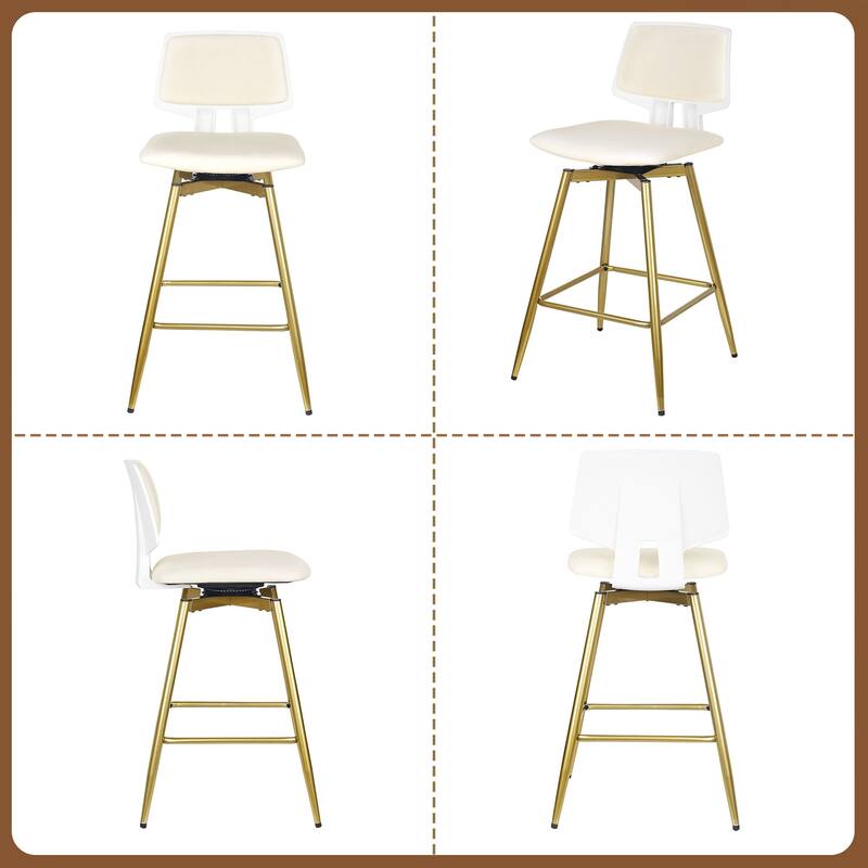 VECELO 2/4-Piece 360° Swivel PU Leather Bar Stools with Footrest Multi-Purpose Space-Saving Bar Stools for Small Apartments