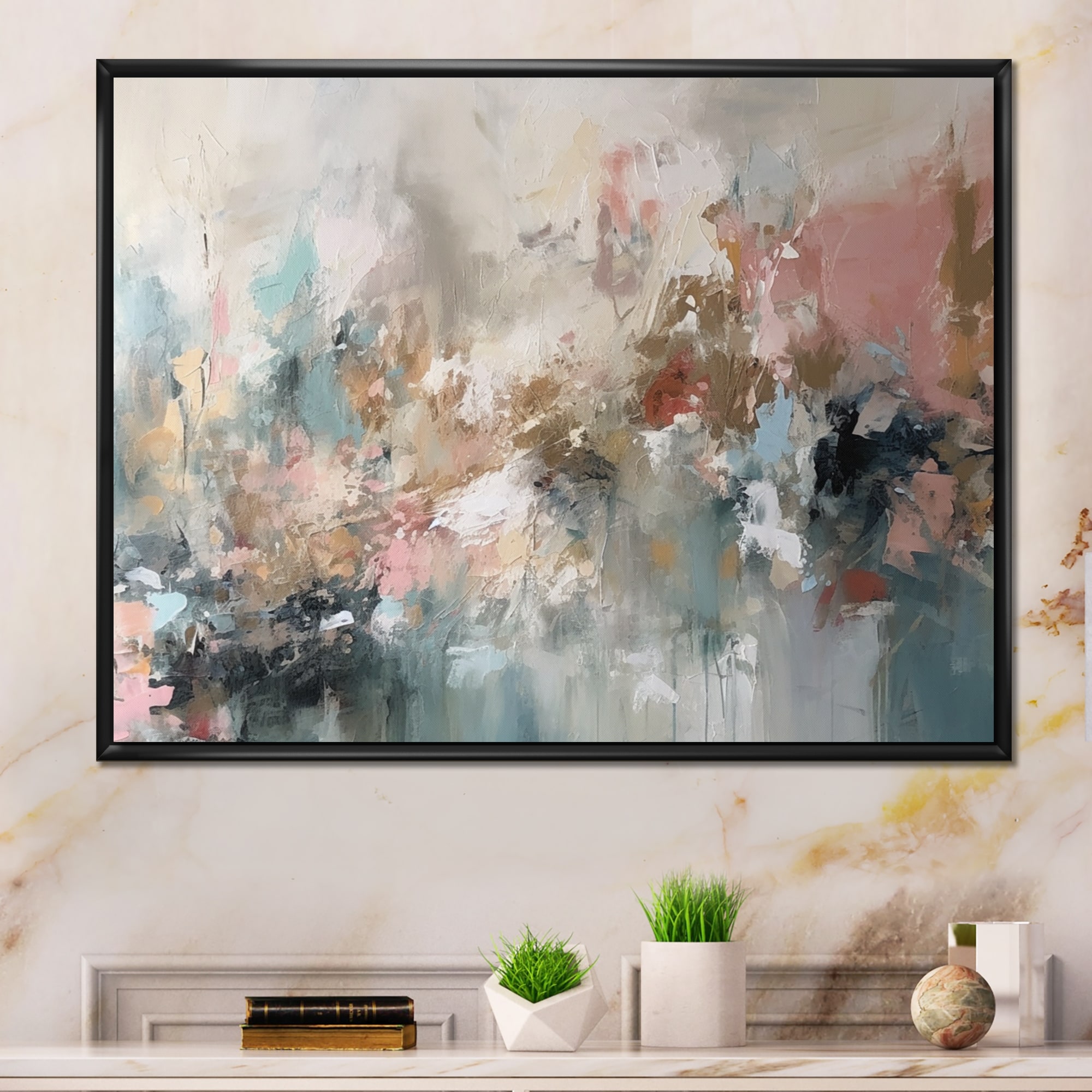 Designart "Brushstroke Abstract Painting I" Abstract Framed Canvas Art Print