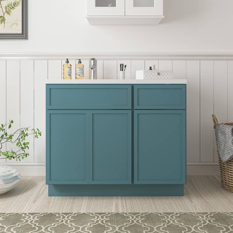 Vanity Art 39" Oak Freestanding Bathroom Vanity Cabinet without Top