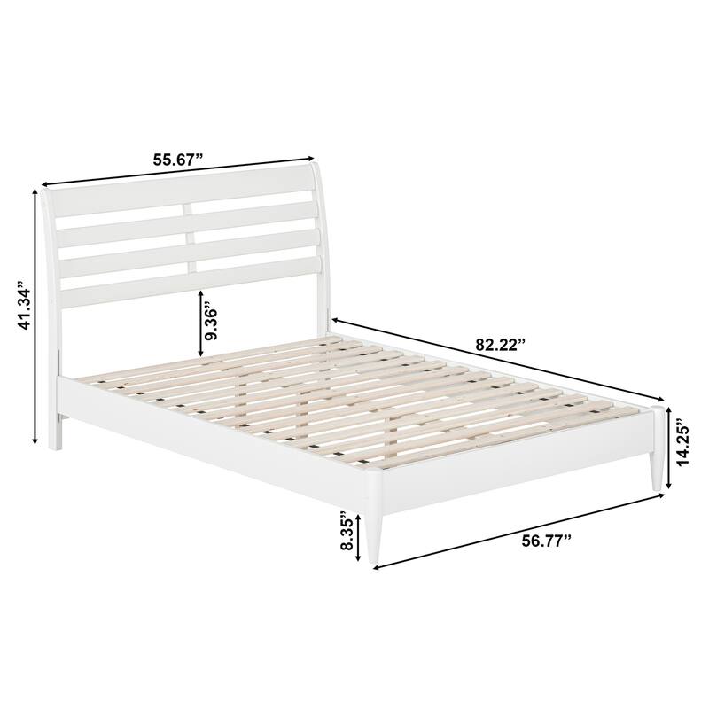 Low Profile Platform Bed - Solid Wood Bed Frame - Modern Bedroom Furniture - Twin, Full, Queen, King Sizes