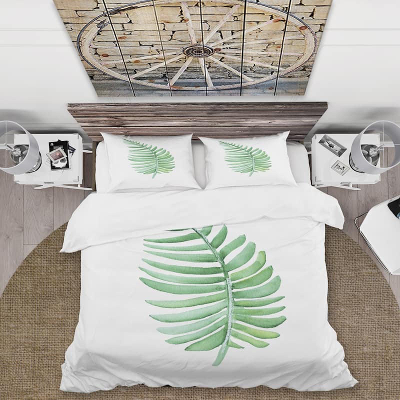 Designart 'Tropical Leaf Of Monstera III' Farmhouse Duvet Cover Set