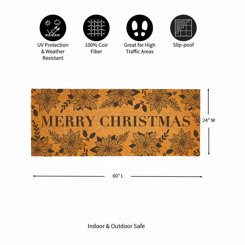 Holiday Coir Door Mat - "Merry Christmas" - 60"x24"