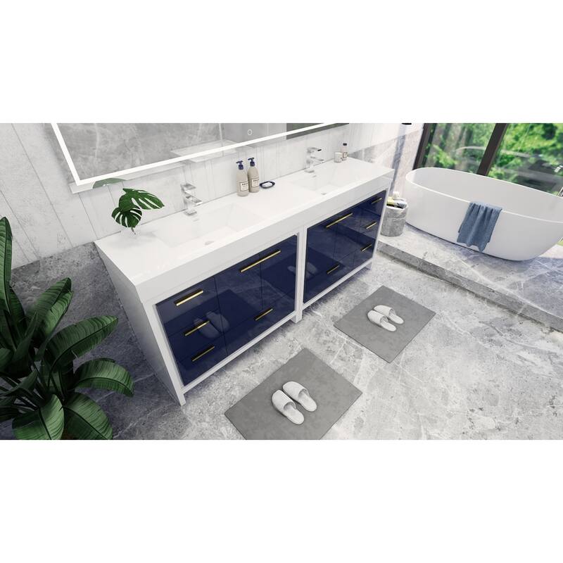 Dove 84'' Freestanding Vanity with Double Reinforced Acrylic Sink