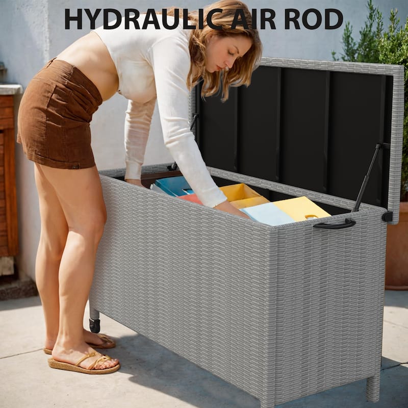 Portable Rattan Outdoor Storage Box Patio Cushion Storage 150 Gallon - 55 "L x 23.5 "W x 31.5 "H
