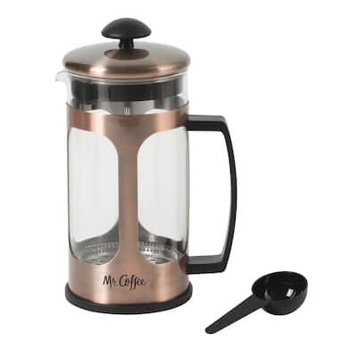 Mr. Coffee French Press Coffee Maker, 30 oz Borasilicate Glass & Frame and Plunger, Includes Coffee Scoop