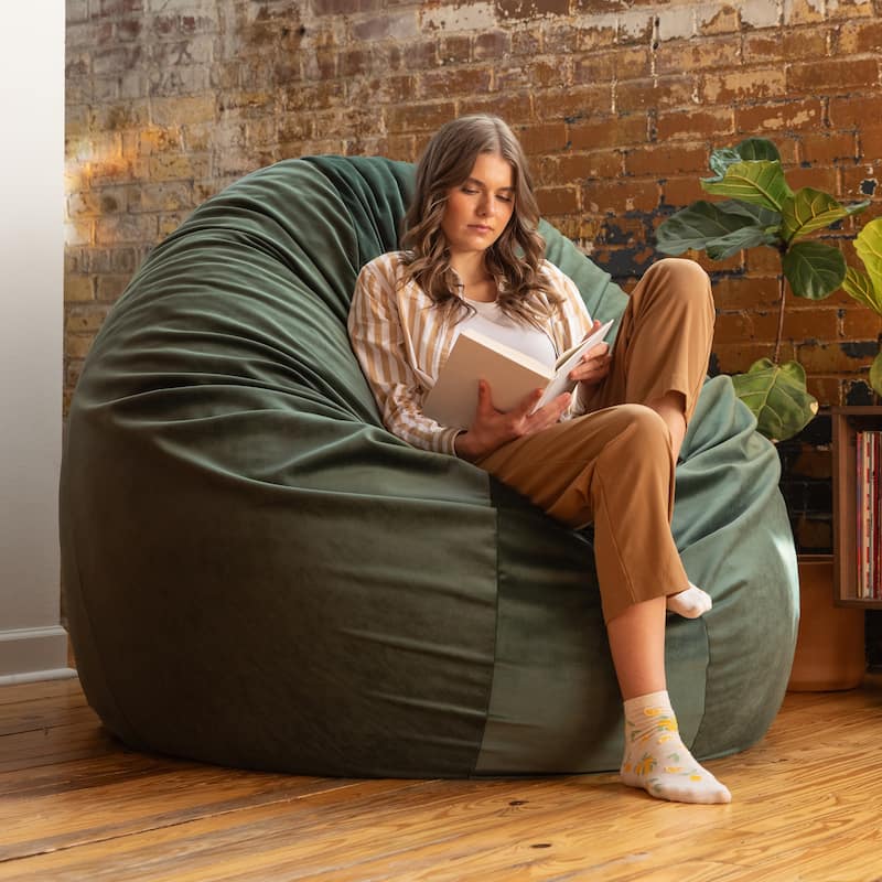 Jaxx Cocoon 6 Ft Giant Bean Bag Sofa and Lounger for Adults, Lush Velvet - Lush Velvet Green
