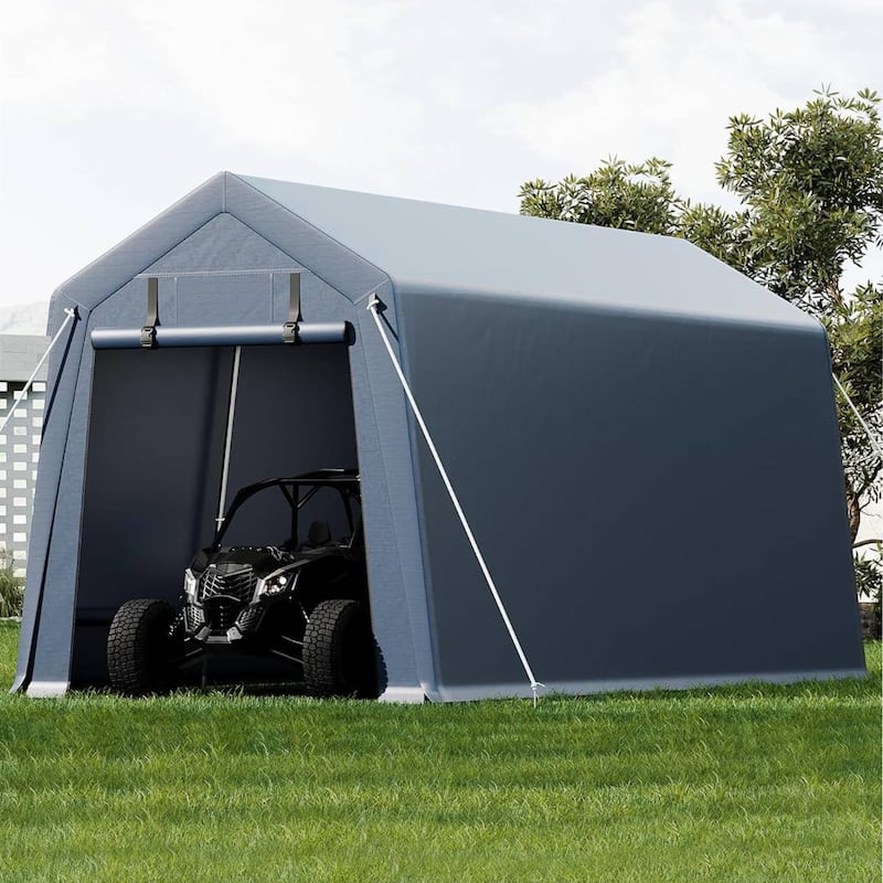 Outdoor Storage Shelter Shed Carport with Roll-Up Ventilated Zipper Door