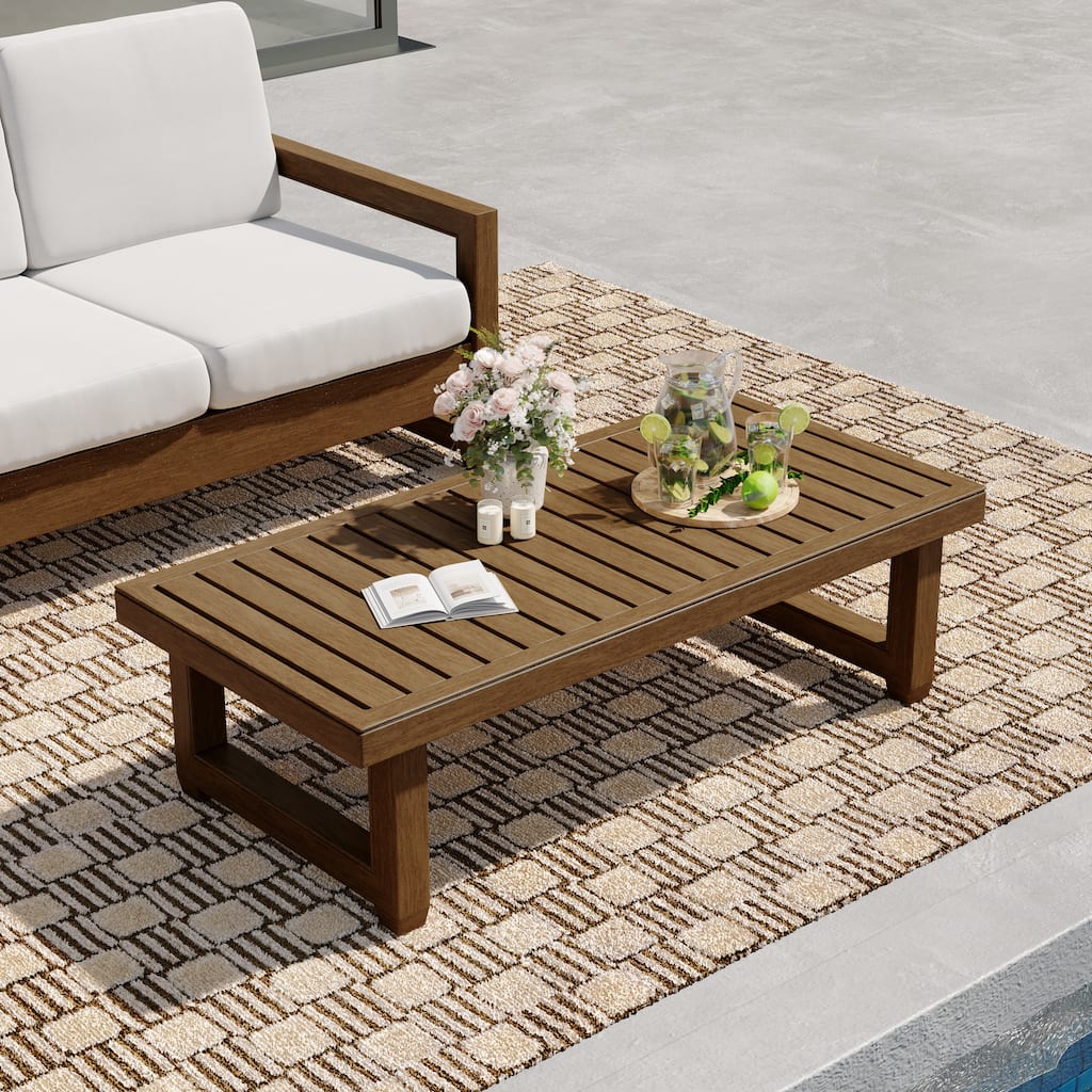 Rectangular Teak Wood Outdoor Patio Coffee Table
