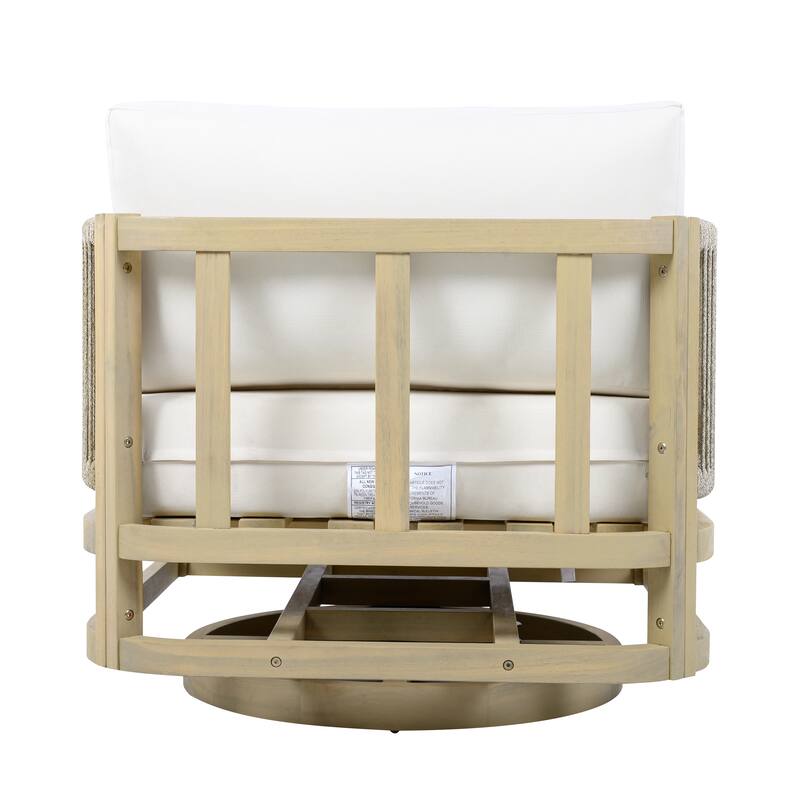 Christopher Knight Home - Coastal Outdoor Acacia Wood Swivel Club Chair with Thick Cushion