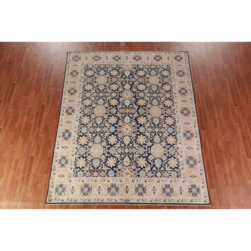 Vegetable Dye Blue Ziegler Oriental Area Rug Hand-Knotted Wool Carpet - 8'1"x 10'1"