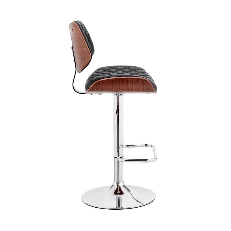 Faux Leather Adjustable Bar Stool with Swivel Seat and Chrome Matte Frame