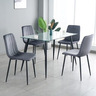 Set of 4 Upholstered Velvet Modern Dining Chair with Metal Legs - Bed ...