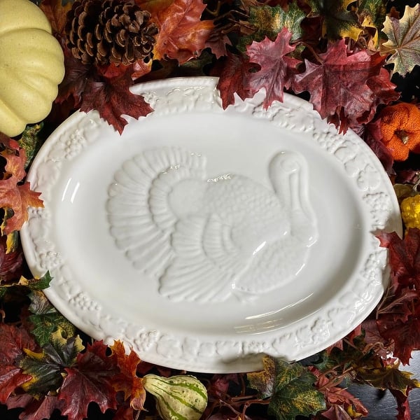 ceramic platter large white turkey platter