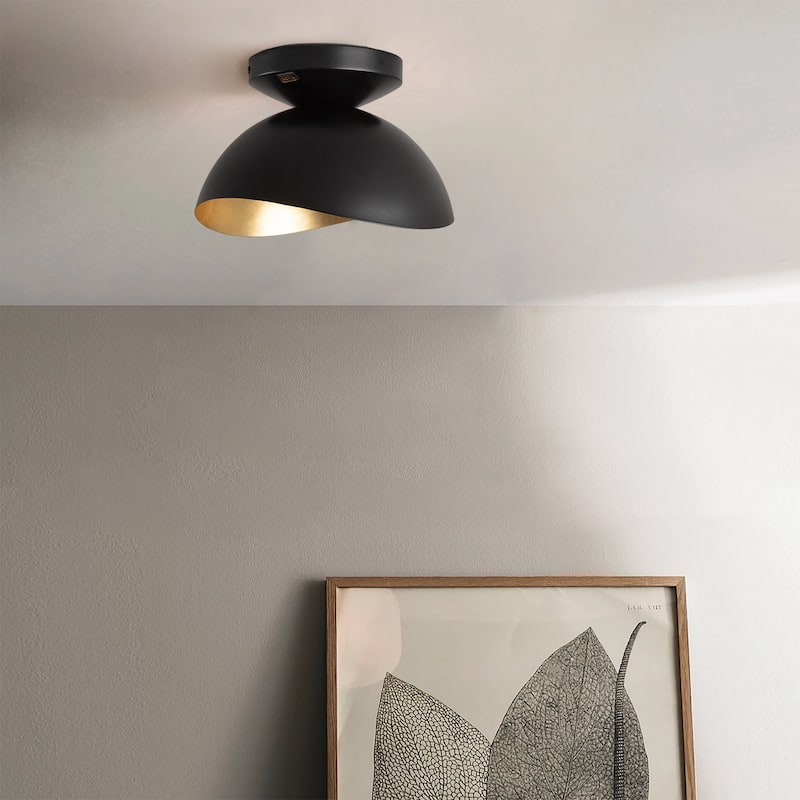 Luna Bella Pendant Light Small - Matte Black, Weathered Brass