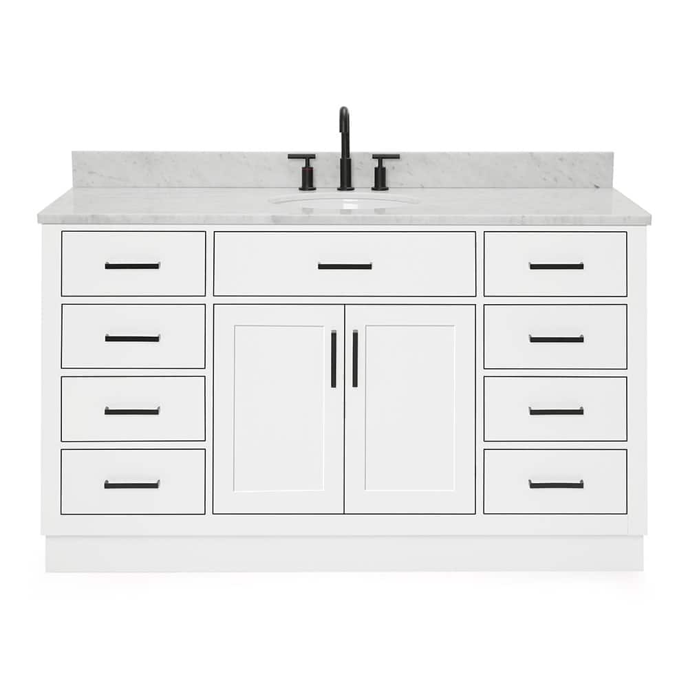 Ariel T061SCW2OVO Hepburn 60" Free Standing Single Basin Vanity Set