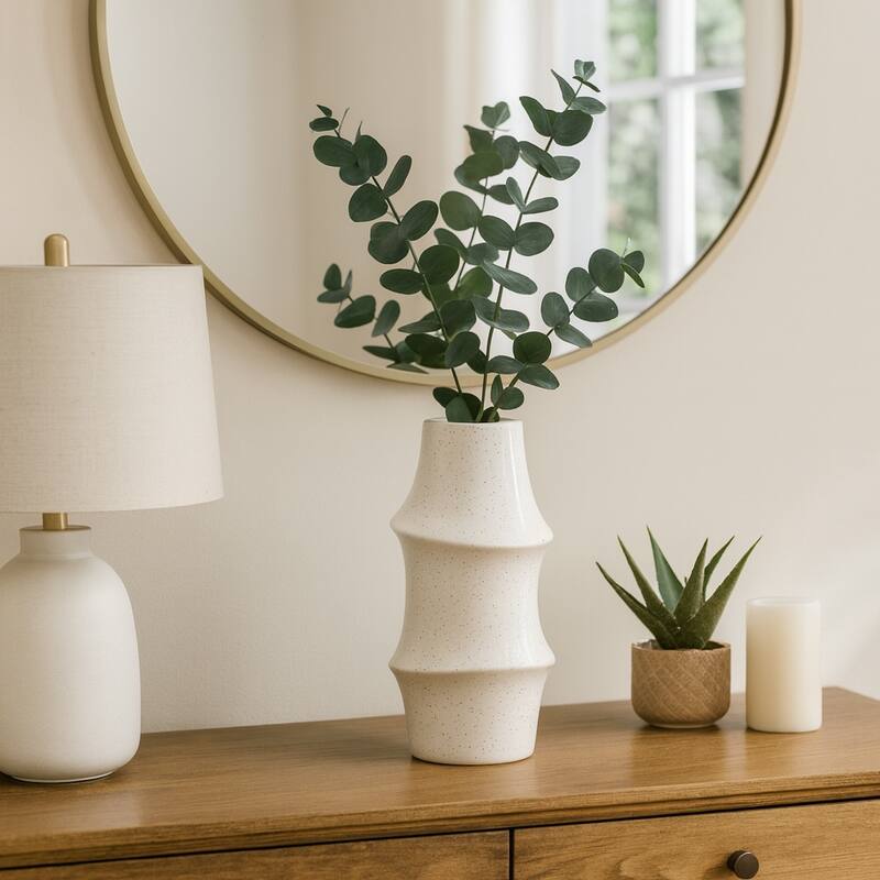 Ceramic Vase Modern Decorative Flower Sculptural for Home Decor - 6.75" x 6.75" x 15"