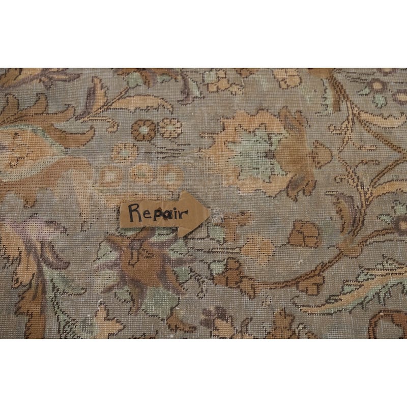 Distressed Tabriz Antique Persian Rug Hand-Knotted Wool Carpet - 9'6" x 13'2"