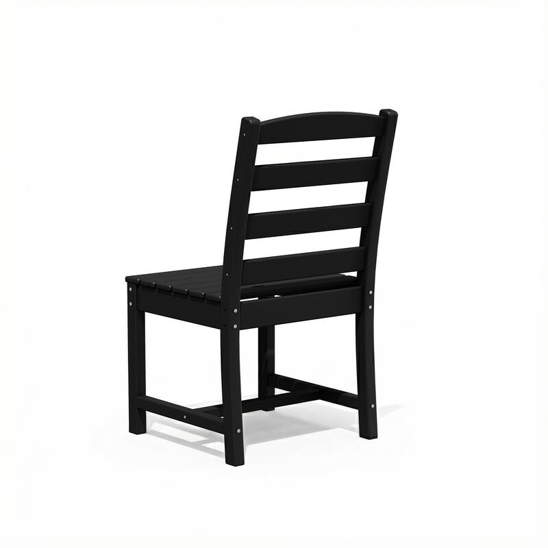 Set of 2 Outdoor Dining Chairs with Armrests, HDPE All Weather Patio Chairs, Waterproof UV Resistant Wood Grain Armchai