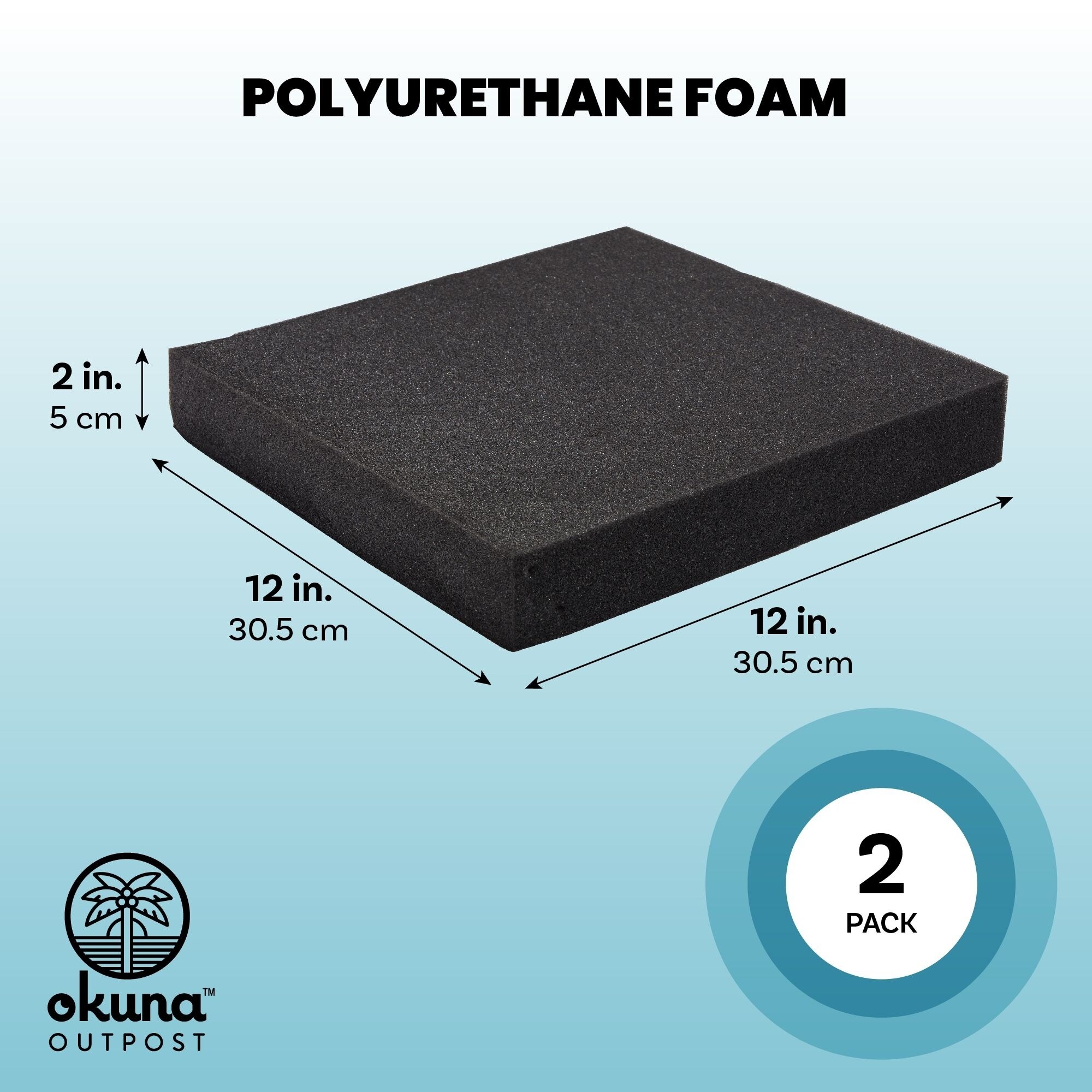 2 Pack Black Customizable Polyurethane Foam Pads for Packing and Crafts, 2  In (12 x 12 In) - Bed Bath & Beyond - 38239849